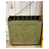 Painted Green Hutch Cabinet