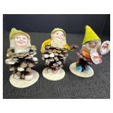 (3) Vtg. Pinecone Elf Gnomes