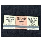 3 North Judson Farm & Auto Supply matchbooks,