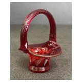 4.5" Ruby Red Fenton Like Glass Basket
