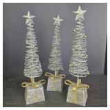 3 Silver Christmas Trees on Presents
