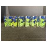 (6) Swanky Swig Blue Floral Juice Glasses