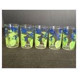 (5) Swanky Swig Blue Floral Juice Glasses