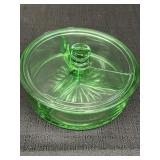 Green Depression Glass Divided Dish w/