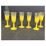 6 Yellow Steamed Cordial Glasses