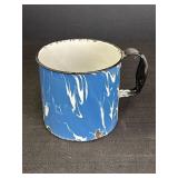Blue & White Swirl Enamelware Big Mug
