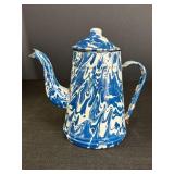 Blue & White Swirl Enamelware 8.25" Coffee Pot