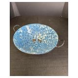 Blue & White Swirl Enamelware 12" Colander