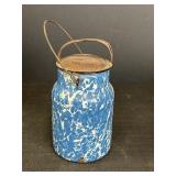 Blue & White Swirl Enamelware Milk Jug