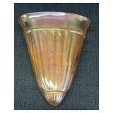 Carnival Glass Wall Pocket Marigold Ribbed Design