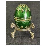 2.25" Egg Shaped Trinket Box On Stand Green