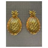 2 Amber Imperial Glass pineapple dishes,