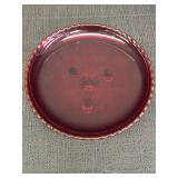 Ruby red glass plate, likely a "Princess" #1010