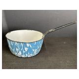 Blue & White Swirl Enamelware 8.5" Pot