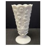 Westmoreland Milk Glass Paneled vase,  9.25in.