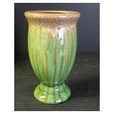 9" Pottery Drip Glaze Green Vase
