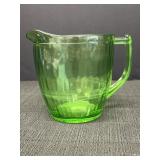 Green Uranium glass Jeanette Hex Optic pitcher.