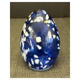 5" Blue & White Hollow Glass Egg
