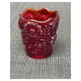 Ruby Red daisy & tulip pattern toothpick holder.