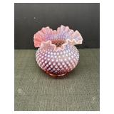 Pink Cranberry White Color Hobnail Glass Vase