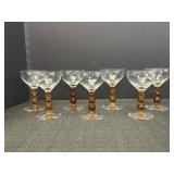 Amber Bubble Stem Clear Top Wine Glasses