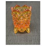 Fenton orange amberina glass toothpick holder.