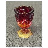 Kemple red amberina glass toothpick holder.