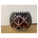 Ruby Red cut-to-clear glass decorative bowl