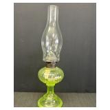 15.75" Yellow Vaseline Glass Oil Lamp