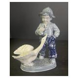 9.5" Porcelain Boy w/ Goose Figure