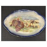 Flow Blue Platter Fowl Design