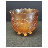 Marigold Carnival Glass Grapevine 6-footed Bowl,