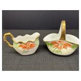 Vienna Austria hand painted creamer & sugar basket