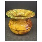 Drip glaze pottery spittoon, 5.5in high.