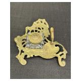 Cast Brass Ornate French Style Inkwell w/