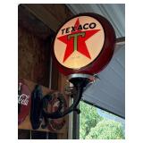 Texaco Gas Pump Globe on cast iron wall mount,