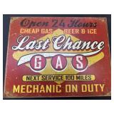 Last Chance Gas Tin Sign