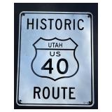 Tin Historic Utah US 40 Route Sign