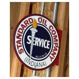 Metal flange sign base, Standard Oil & Mobilgas,