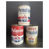 3- 1 qt Permalube Standard Motor Oil Cans