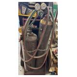 Acetylene Torch Tanks, Regulator gage & Cart