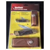 Sheffield 2pc Lock-Back Knife set w/cases, new in