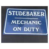 Studebaker Mechanic on Duty Metal Sign