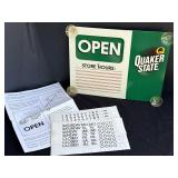 Quaker State adv. Open/Closed window sign,