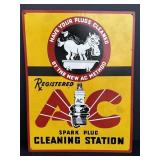 Vtg Style AC Spark Plugs Cleaning Station sign,