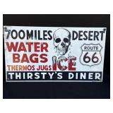 Route 66 adv. porcelain sign, 12 x 7in., original