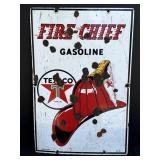 Texaco Fire-Chief Porcelain Gas Pump Plate Sign,