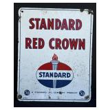Standard Oil Red Crown Porcelain Gas Pump Plate,