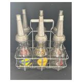Vtg-style glass oil bottles w/carrier
