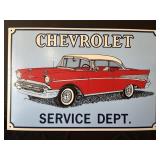 Vtg-look Chevrolet Service Dept. tin sign, 18x12in